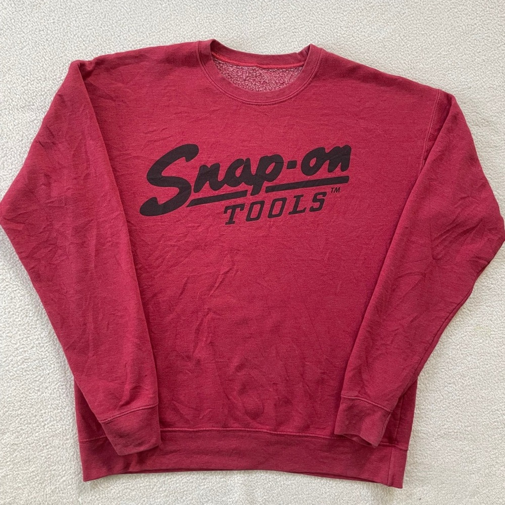 Snap-on Tools Sweatshirt‎ Mens Large Red Graphic Crewneck Pullover No Label